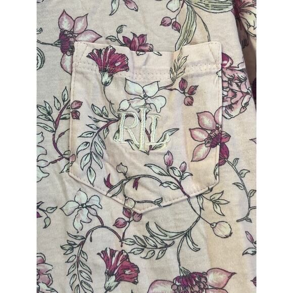 LRLauren Womens L Pink Floral Pajamas 2 Piece Set Black Label  Sleep Wear - Picture 6 of 9